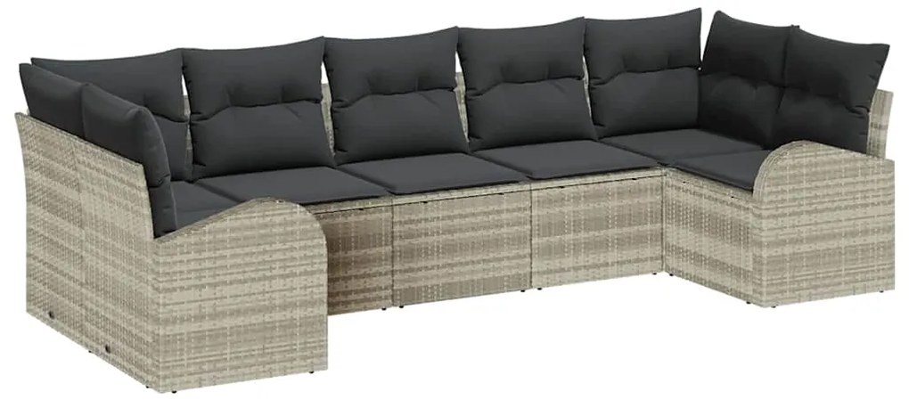 vidaXL Σετ Καναπέ Κήπου 7 pcs Ανοιχτό γκρι Πολυ ράταν