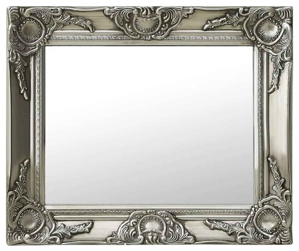 Καθρέφτης Τοίχου με Μπαρόκ Στιλ Ασημί 50 x 40 εκ. - Ασήμι