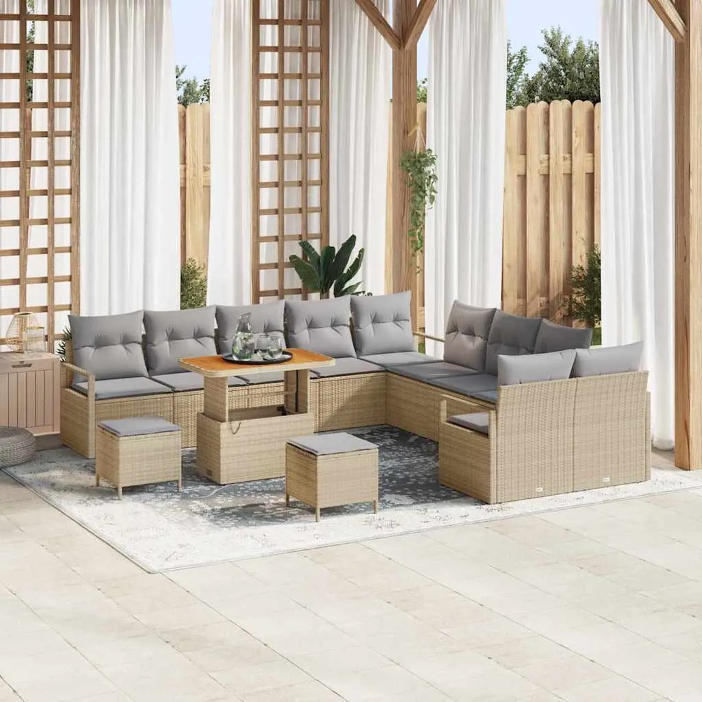 vidaXL Σετ Καναπέ Κήπου 13 pcs Μπεζ, Ανοιχτό Γκρι 90 x 55 x 71 cm