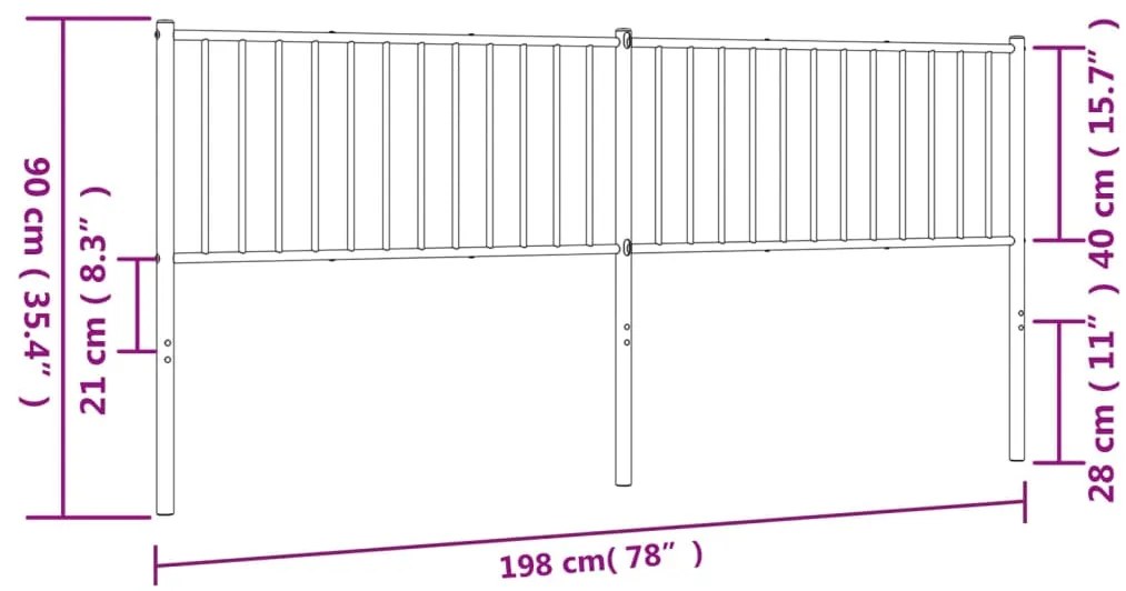 vidaXL Κεφαλάρι Μαύρο 193 εκ. Μεταλλικό