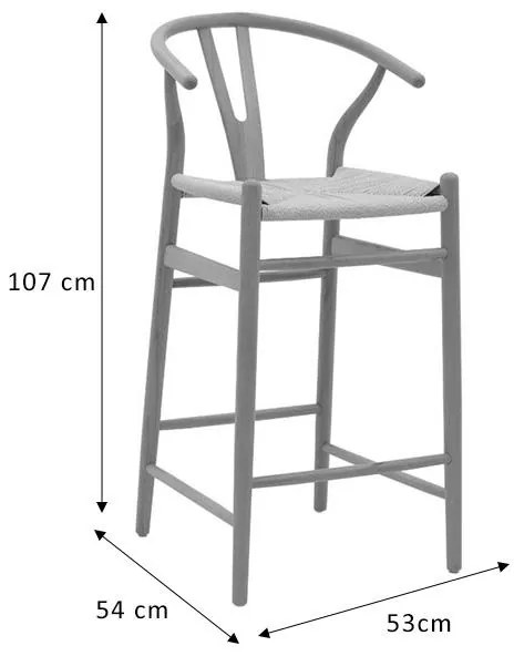 Σκαμπό μπαρ Wishbone ξύλο οξιάς φυσικό-έδρα φυσικό σχοινί 53x54x107εκ 53x54x107 εκ.