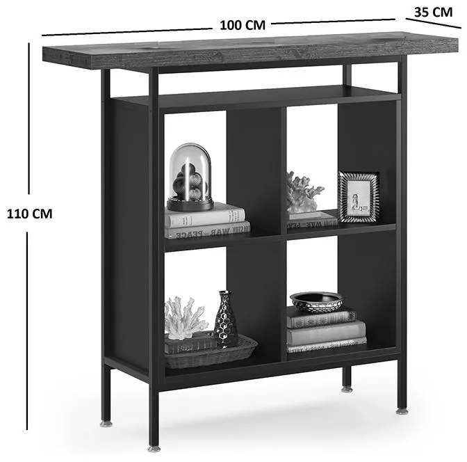 Τραπέζι μπαρ Stolik καρυδί - μαύρο 100x35x110 εκ. 100x35x110 εκ.