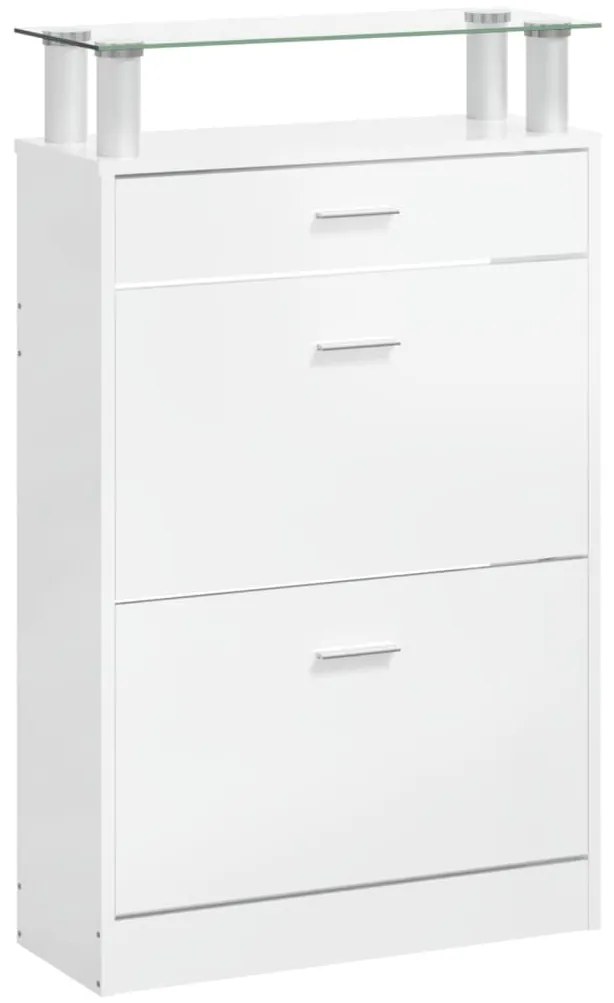 vidaXL Παπουτσοθήκη Γυαλιστερό Λευκό 63x24x104 εκ. Επεξεργασμένο Ξύλο