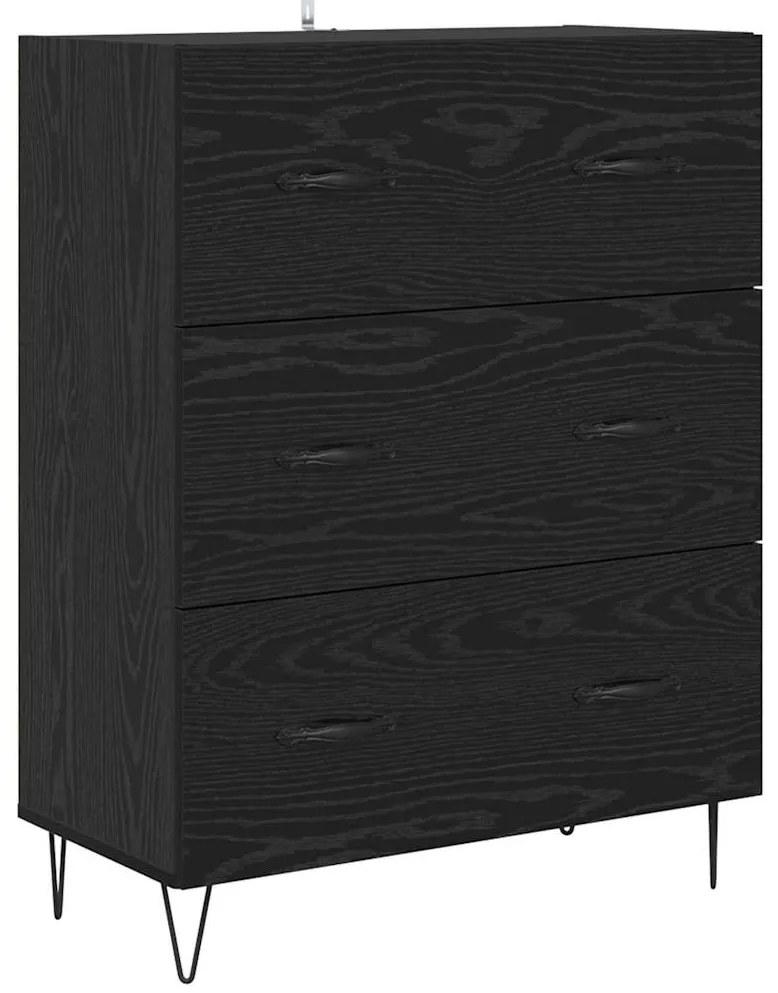 vidaXL Highboard με συρτάρι 2 pcs Μαύρη Οξυά Επεξεργασμένο ξύλο
