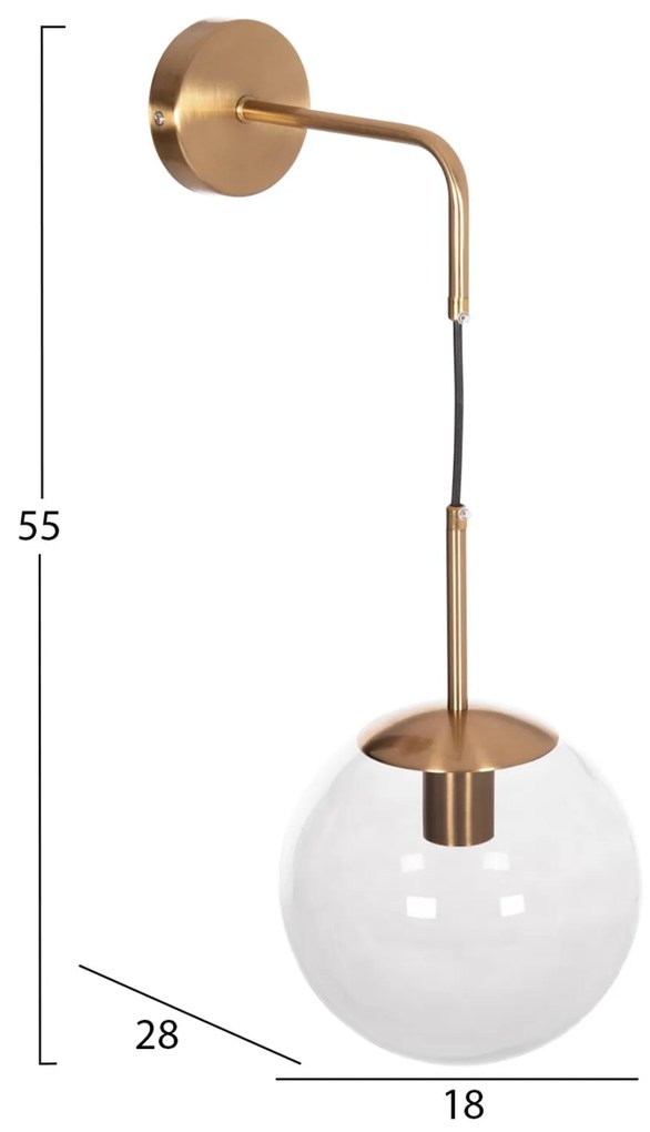 Απλίκα Τοίχου GYDA C4473 Μέταλλο Χρυσό - Γυαλί 18x28x55Υ εκ. 18x28x55 εκ.