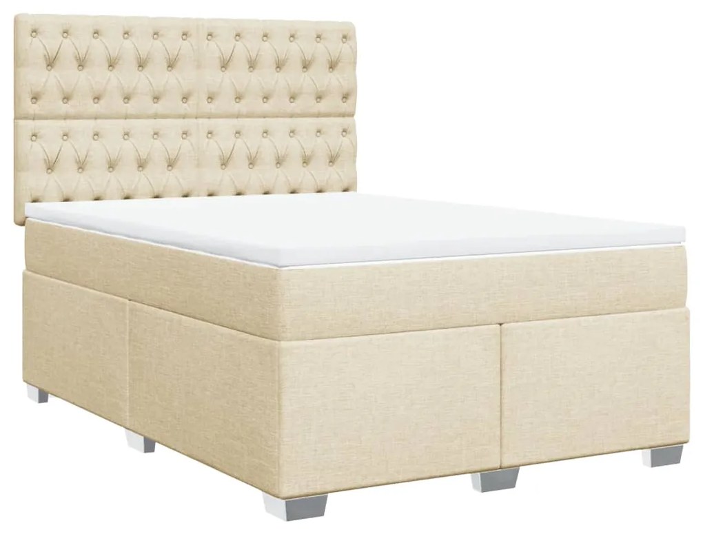 vidaXL Κρεβάτι Boxspring με Στρώμα Κρεμ 160x200 εκ. Υφασμάτινο