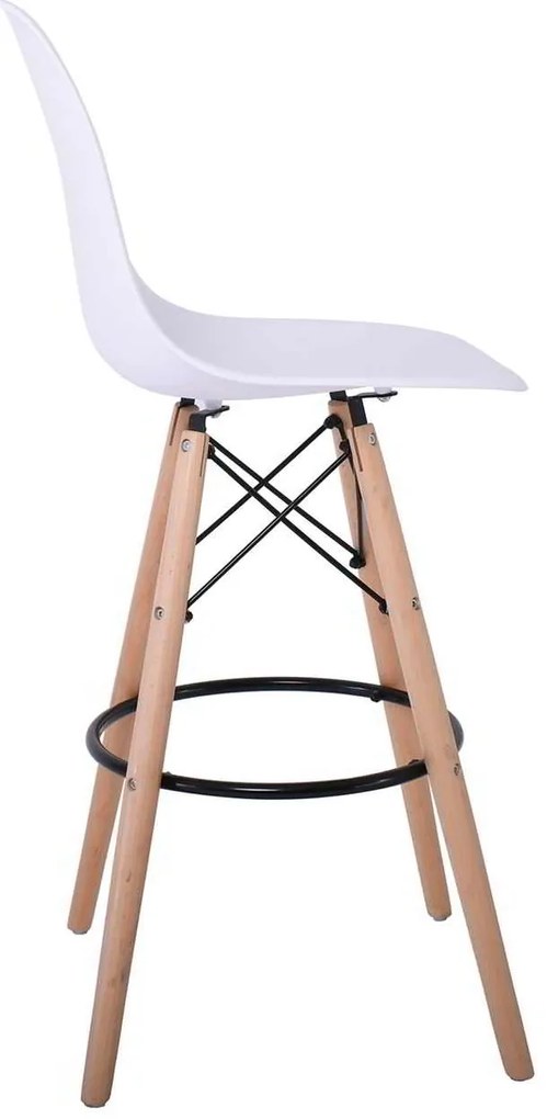Σκαμπώ ART Wood BAR ABS Λευκό (με πλάτη) 46x54x74/111cm (Σετ 2 ΤΕΜ)