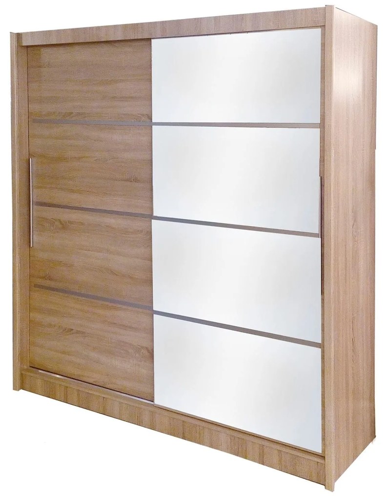 Ντουλάπα Ceria Bardolino 205X61X215 ΤΟ-ΙLΟΝΑ2 Δίφυλλη Melamine, Mirror