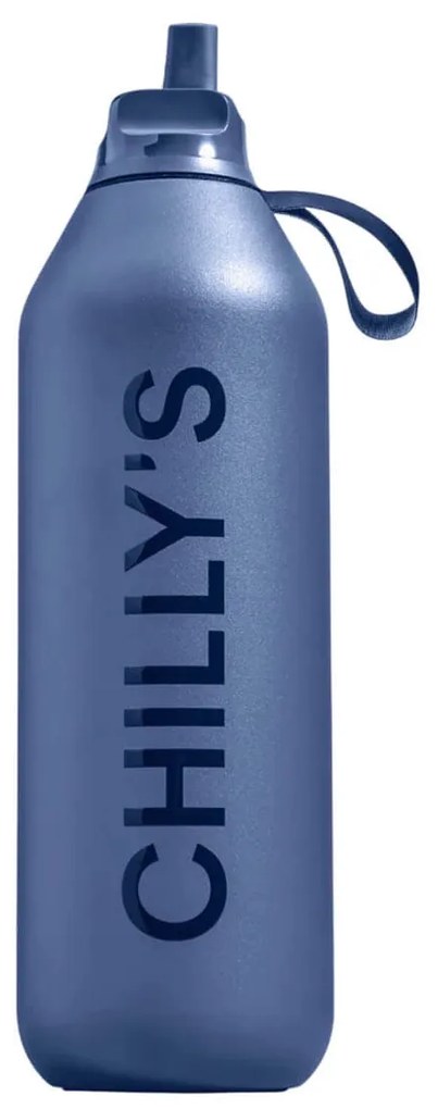 Μπουκάλι Θερμός Series 2 Flip Chilly's με πτυσσόμενο καλαμάκι, χωρητικότητα 1000ml και διατήρηση θερμοκρασίας 24h κρύο - Whale Blue