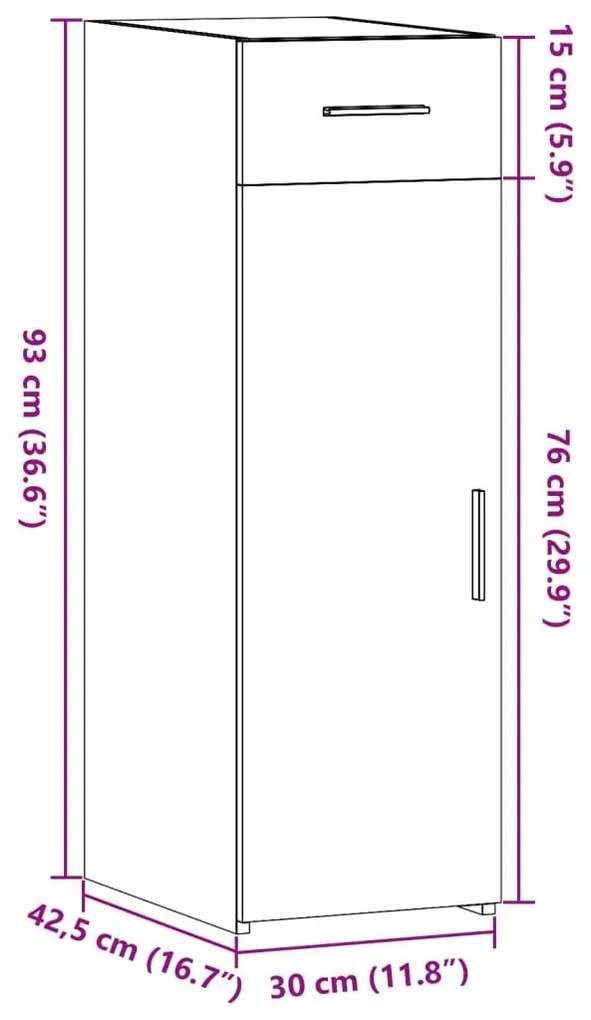 Συρταριέρα Μαύρη 30x42,5x93 εκ. από Επεξεργασμένο Ξύλο - Μαύρο