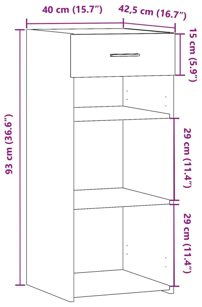 Ντουλάπι Καφέ Δρυς 40x42,5x93 εκ. Επεξεργασμένο Ξύλο - Καφέ