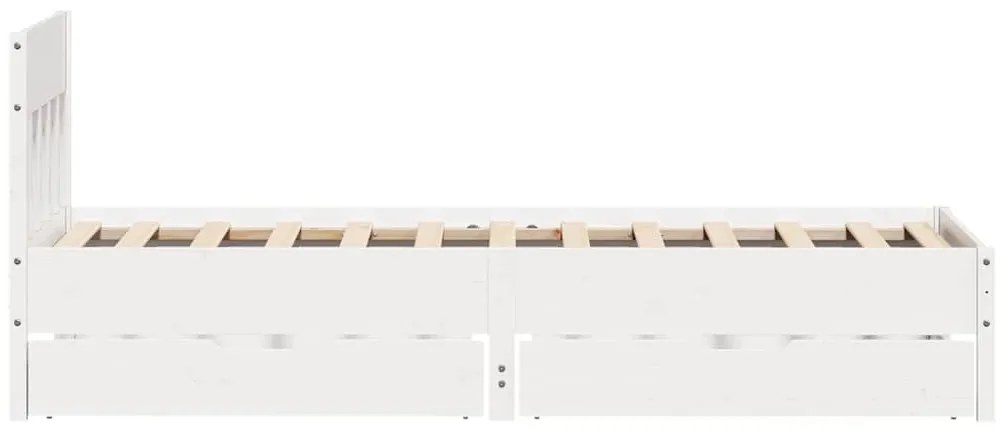 vidaXL Σκελετός Κρεβατιού Χωρίς Στρώμα Λευκό 100x200 εκ. Μασίφ Πεύκο