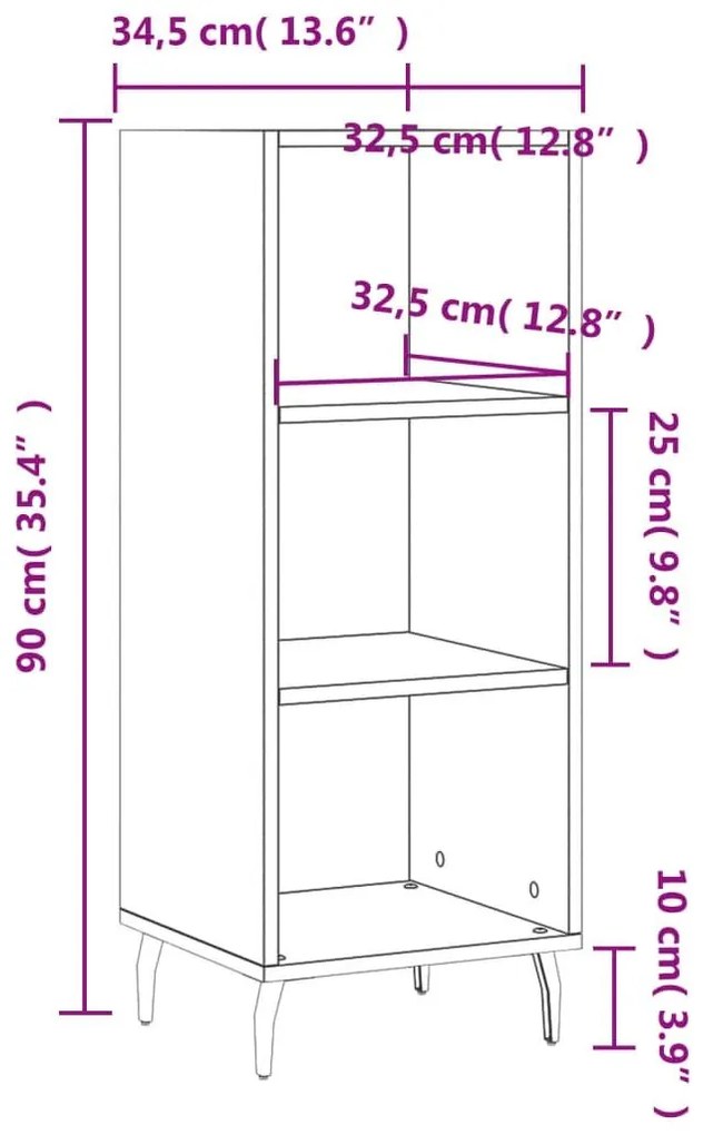 Ντουλάπι Καπνιστή Δρυς 34,5 x 32,5 x 90 εκ. από Επεξεργ. Ξύλο - Καφέ