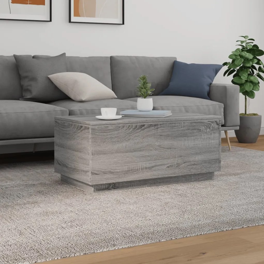 vidaXL Τραπεζάκι Σαλονιού με LED Γκρι Sonoma 90 x 50 x 40 εκ.