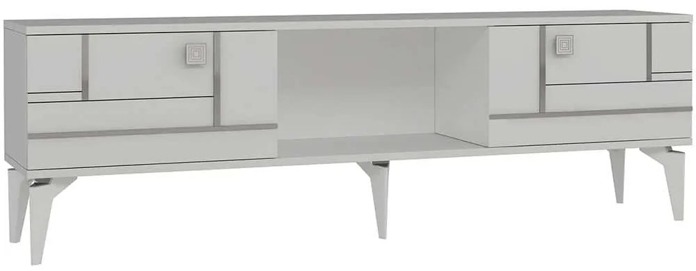 Έπιπλο Τηλεόρασης Madera 475OLV3090 150x29,6x44,6cm White-Silver
