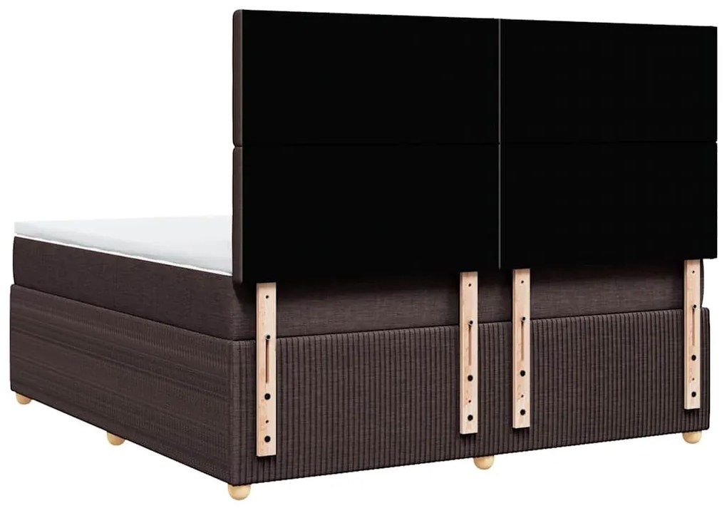 vidaXL Κρεβάτι Boxspring με Στρώμα Σκούρο Καφέ 180x200 εκ Υφασμάτινο