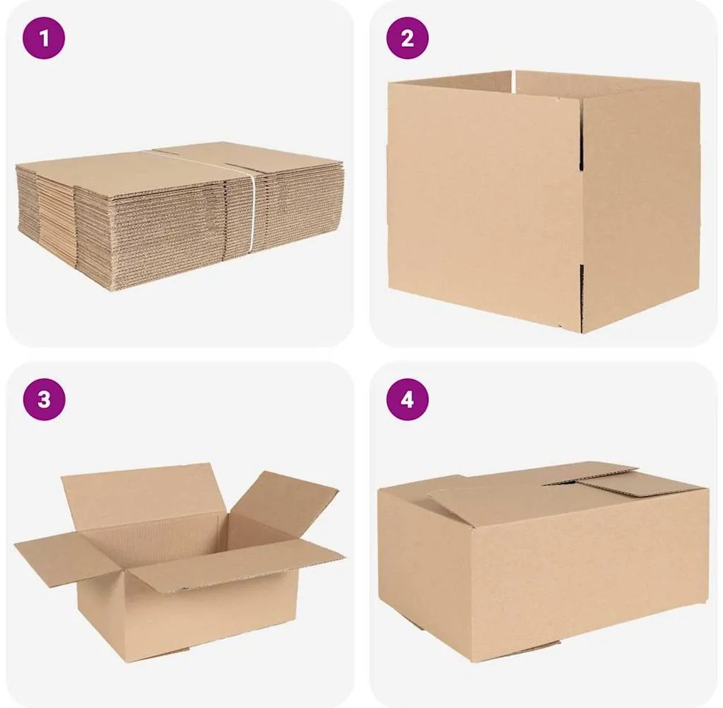 vidaXL Πτυσσόμενο Κουτί 50 pcs Φυσικό 35 x 24 x 15 εκ. Χαρτόνι