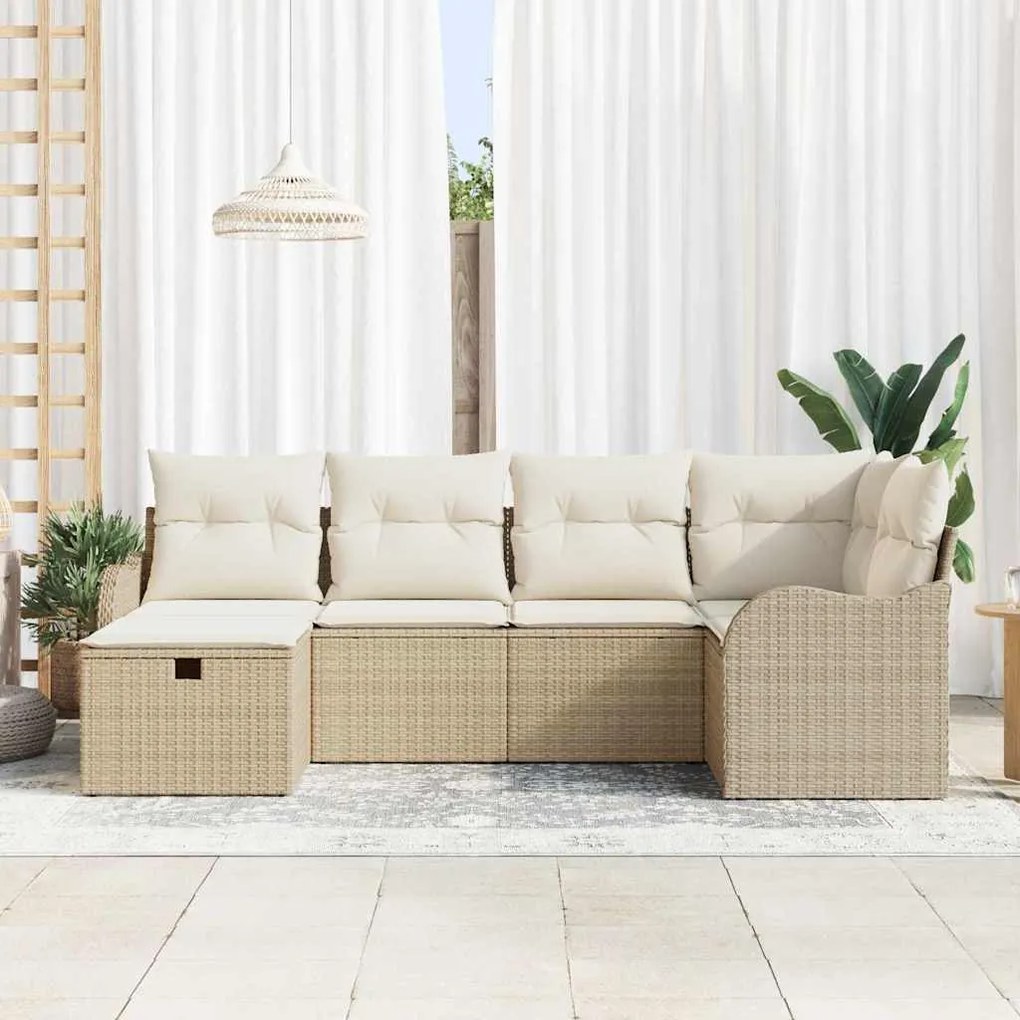 vidaXL Σετ Καναπέ Κήπου 6 pcs μπεζ και κρεμ 232.5 x 122.5 x 85 εκ
