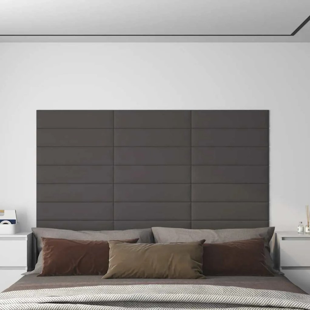 vidaXL Πάνελ Τοίχου 12 τεμ. Σκούρο Γκρι 60x15 εκ. 1,08 μ² Υφασμάτινα
