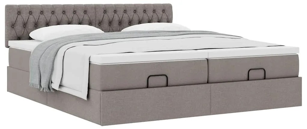 vidaXL Οθωμανικό κρεβάτι με στρώματα Taupe 200x200cm ύφασμα