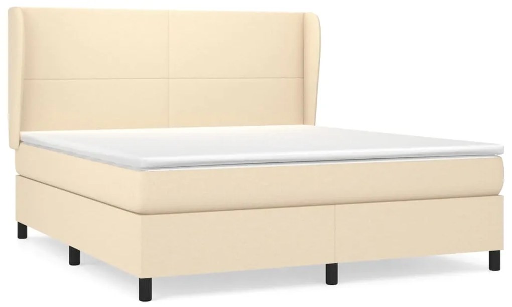 Κρεβάτι Boxspring με Στρώμα Κρεμ 160x200 εκ. Υφασμάτινο - Κρεμ