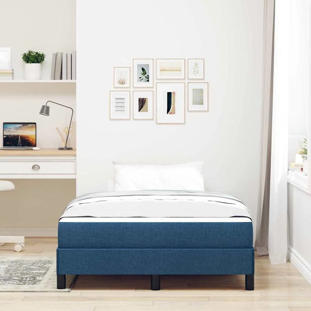 vidaXL Κρεβάτι με ελατήρια με στρώμα Μπλε 120 x 200 cm ύφασμα