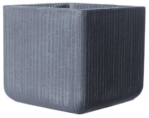 Supergreens Γλάστρα Πήλινη Τετράγωνη "Stripe" Γκρι Σκούρο M 30x30x27 εκ.