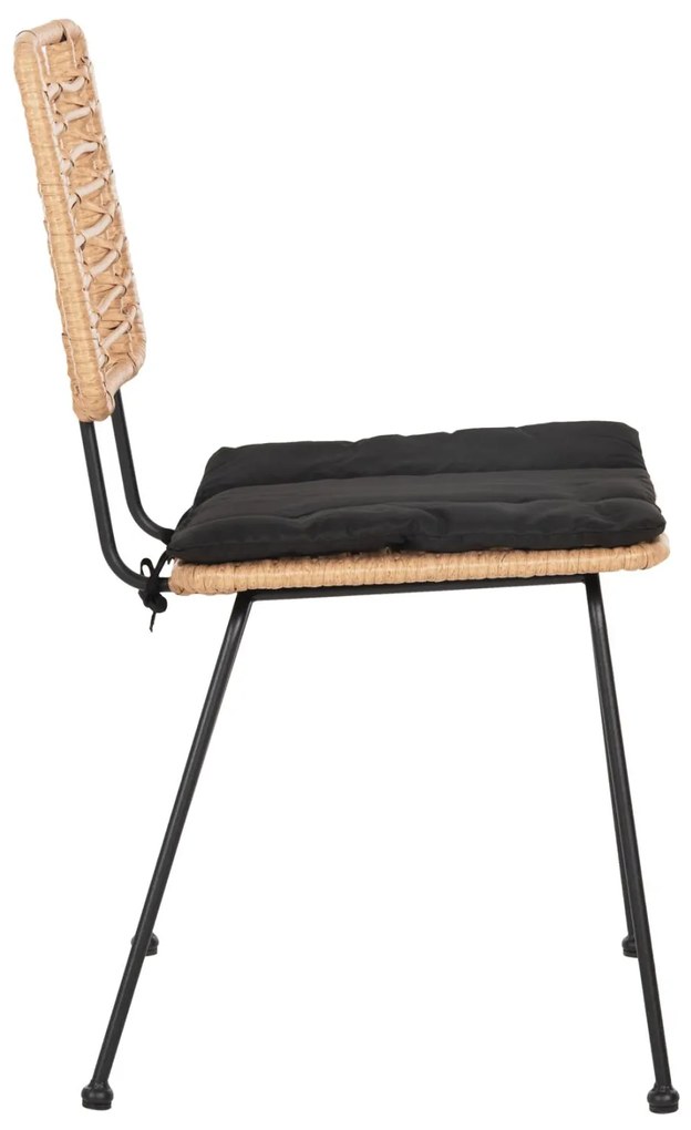 Καρέκλα ALLEGRA C5454.11 Μεταλλική με Μαξιλάρι Μαύρο και Wicker Μπέζ 50,5x49,5x88Υ εκ. 50.5x49.5x88 εκ.