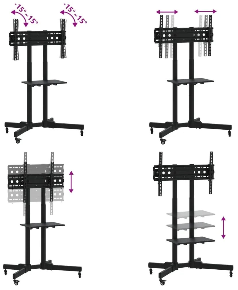 vidaXL Βάση Τηλεόρασης με Τροχούς 32-70Ιν. Max VESA 600x400χιλ. 50κ.