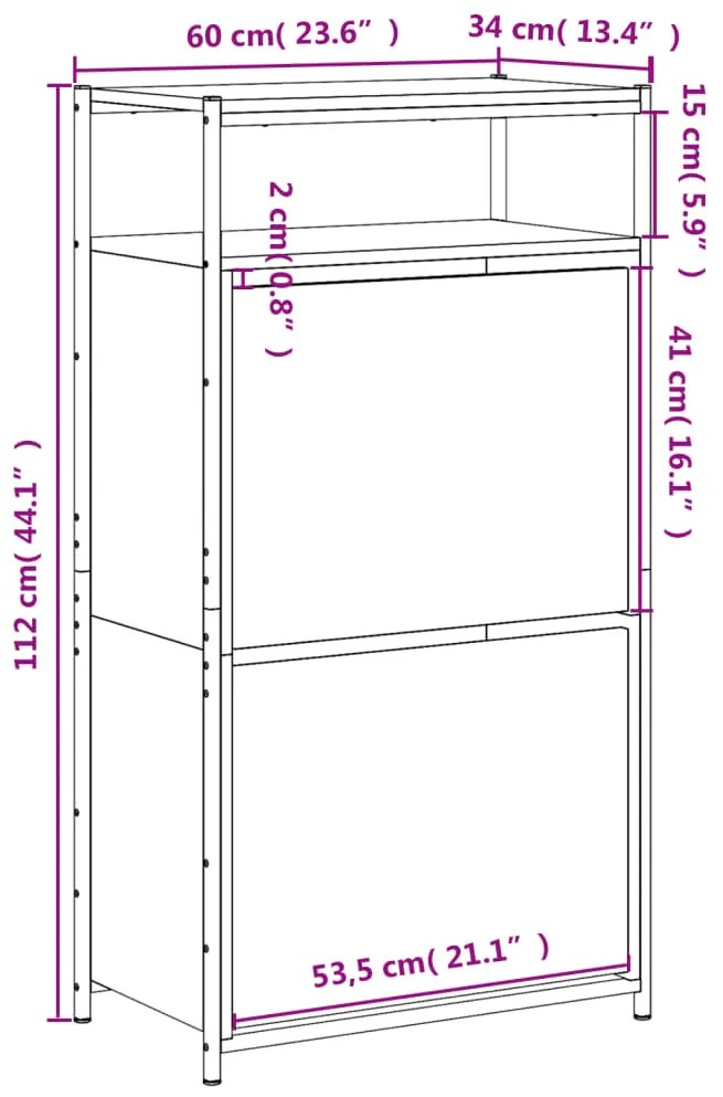 ΠΑΠΟΥΤΣΟΘΗΚΗ SONOMA ΔΡΥΣ 60X34X112 ΕΚ. ΑΠΟ ΕΠΕΞΕΡΓΑΣΜΕΝΟ ΞΥΛΟ 840030