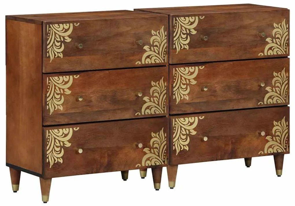 vidaXL Πλαϊνό γραφείο με συρτάρι 2 pcs καφέ μελί 60 x 33 x 75 cm