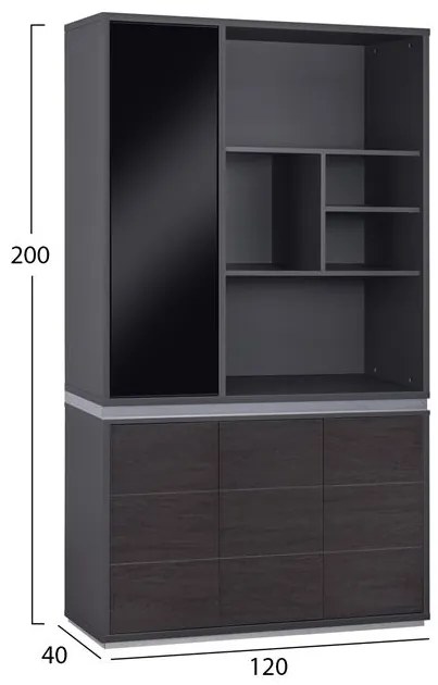 ΒΙΒΛΙΟΘΗΚΗ ΓΡΑΦΕΙΟΥ ΕΠΑΓΓΕΛΜΑΤΙΚΗ ROSEWOOD HM2091L 120Χ40Χ200Υ εκ. - 0520915 - HM2091L