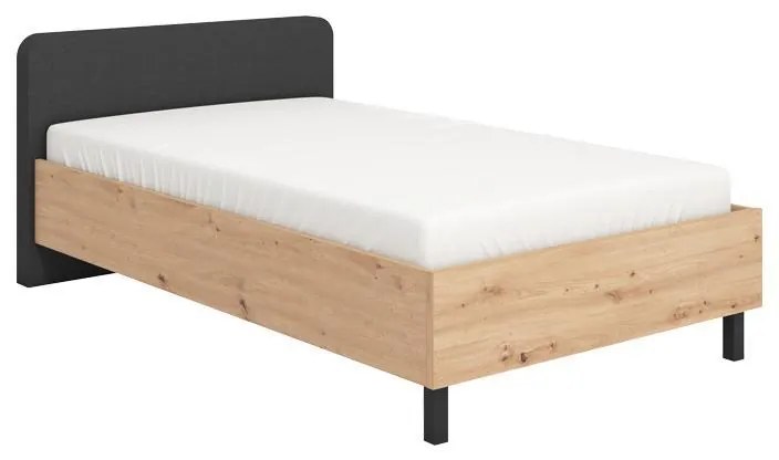 Κρεβάτι Barletta 120 Artisan - Γκρί Ύφασμα 120x200 εκ. 131x213.5x85.5 εκ.