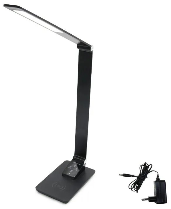 Adeleq Φωτιστικό Γραφείου - Πορτατίφ LED 9.5W 230V Σε 12VDC CCT 420lm Με Ασύρματη Φόρτιση Έως 10W Μαύρο 0-961
