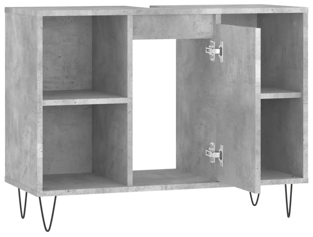 Ντουλάπι Μπάνιου Γκρι Σκυροδέματος 80x33x60 εκ. Επεξ. Ξύλο - Γκρι