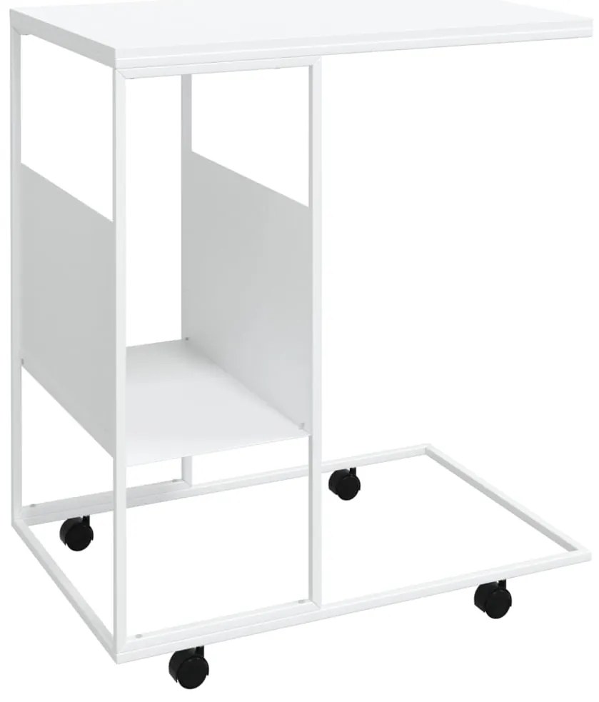 vidaXL Βοηθητικό Τραπέζι με Ρόδες Λευκό 55x36x63,5 εκ. Επεξεργ. Ξύλο