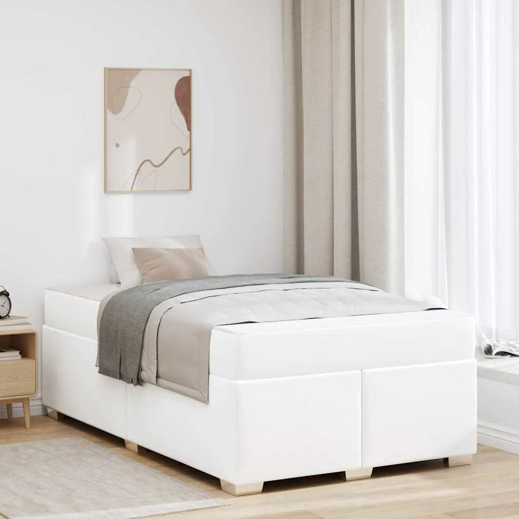 vidaXL Σκελετός Κρεβατιού Λευκό 120 x 190 cm Τεχνητό δέρμα