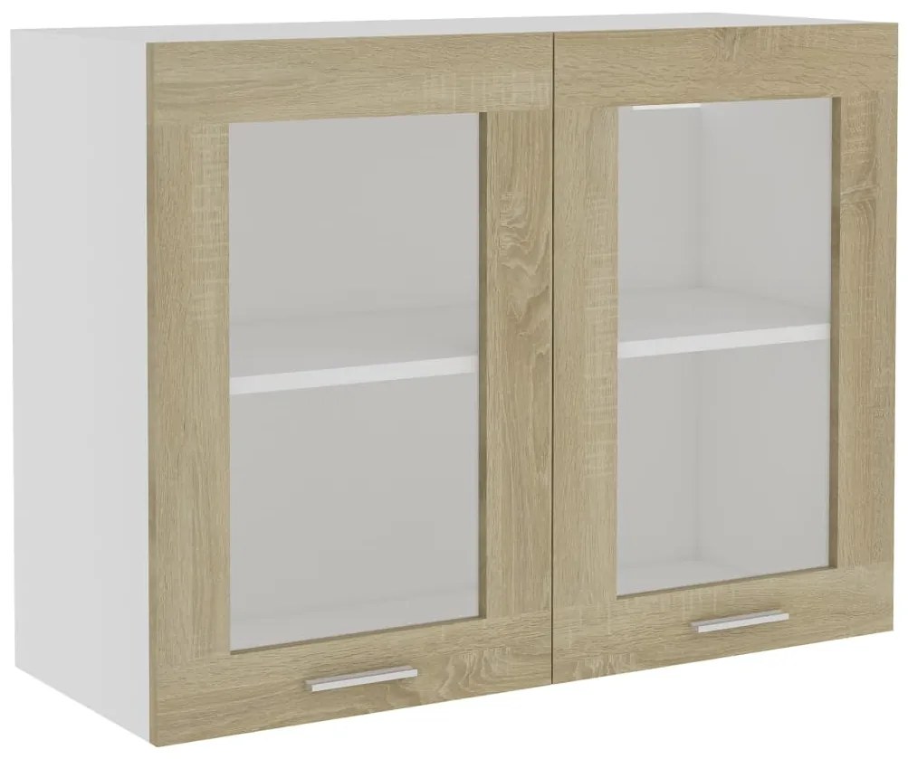 vidaXL Ντουλάπι Κρεμαστό με Τζάμι Sonoma Δρυς 80x31x60 εκ. Μοριοσανίδα