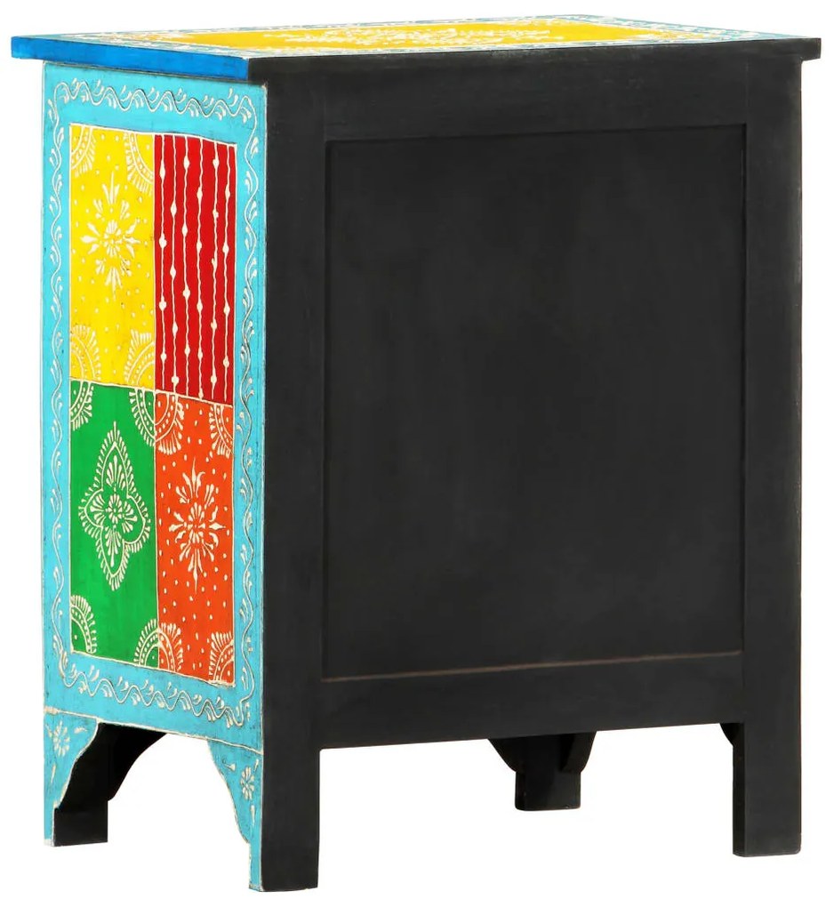 vidaXL Κομοδίνο με Χειροπ. Λεπτομέρειες 40x30x50 εκ. Μασίφ Ξύλο Μάνγκο