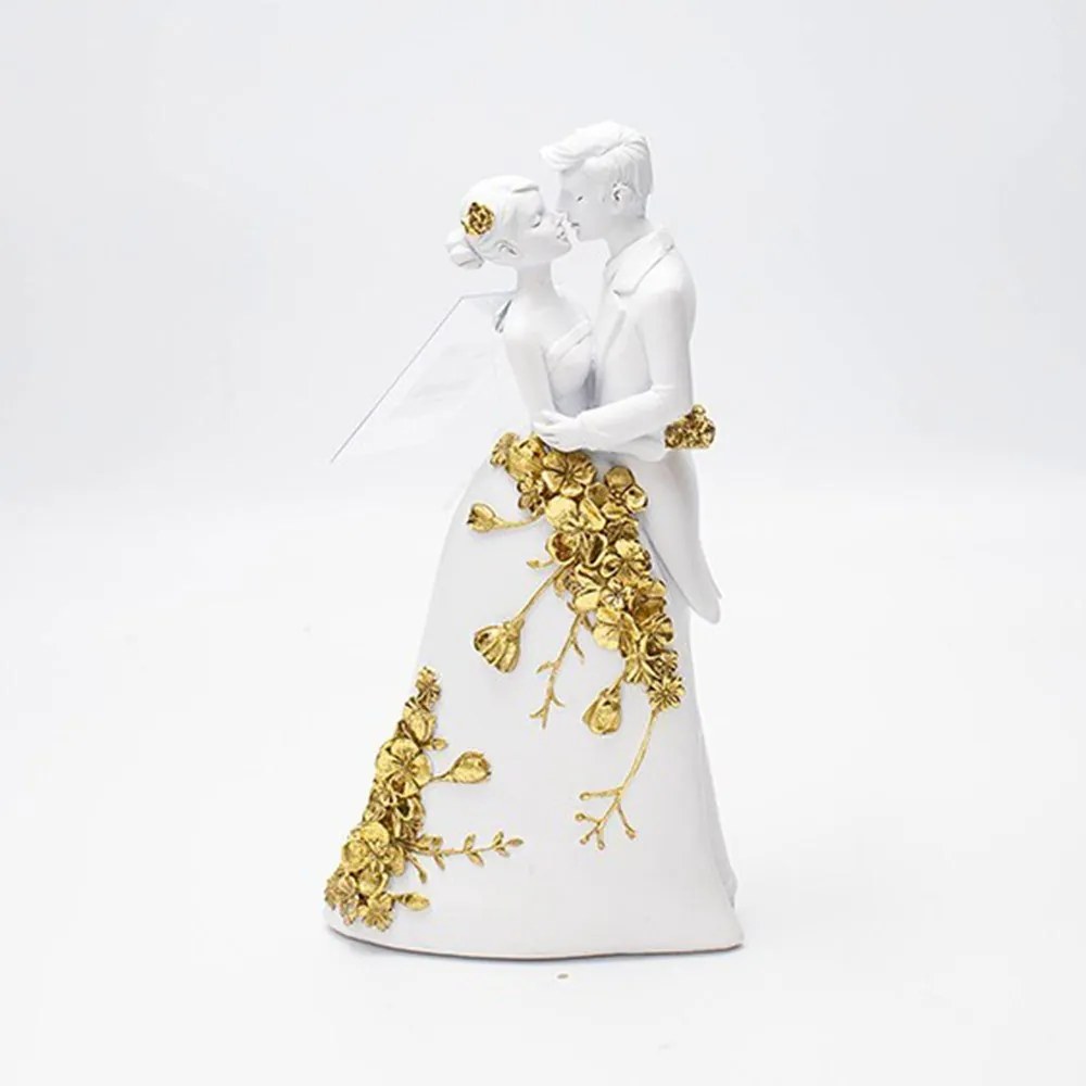 Διακοσμητική Φιγούρα Ζευγάρι 819-00908 11,2x5x20cm White-Gold Estheti Home Πολυρεσίνη