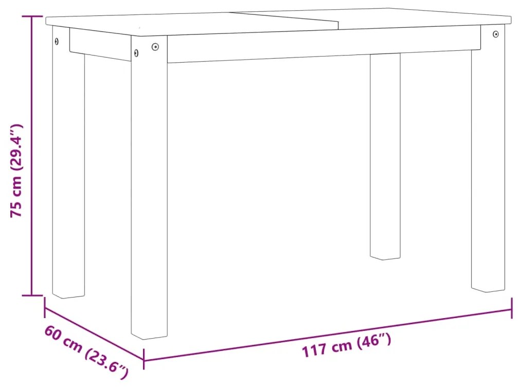 Τραπεζαρία Panama 117 x 60 x 75 εκ. από Μασίφ Ξύλο Πεύκου - Καφέ