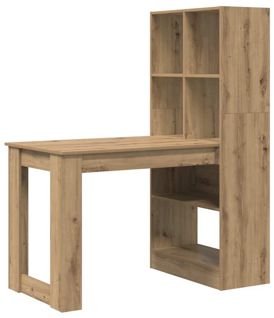 vidaXL Γραφείο με ράφι με αποθήκευση artisan δρυς 122 x 67 x 145 εκ.