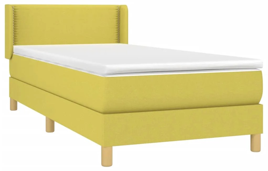 Κρεβάτι Boxspring με Στρώμα Πράσινο 100 x 200 εκ. Υφασμάτινο - Πράσινο