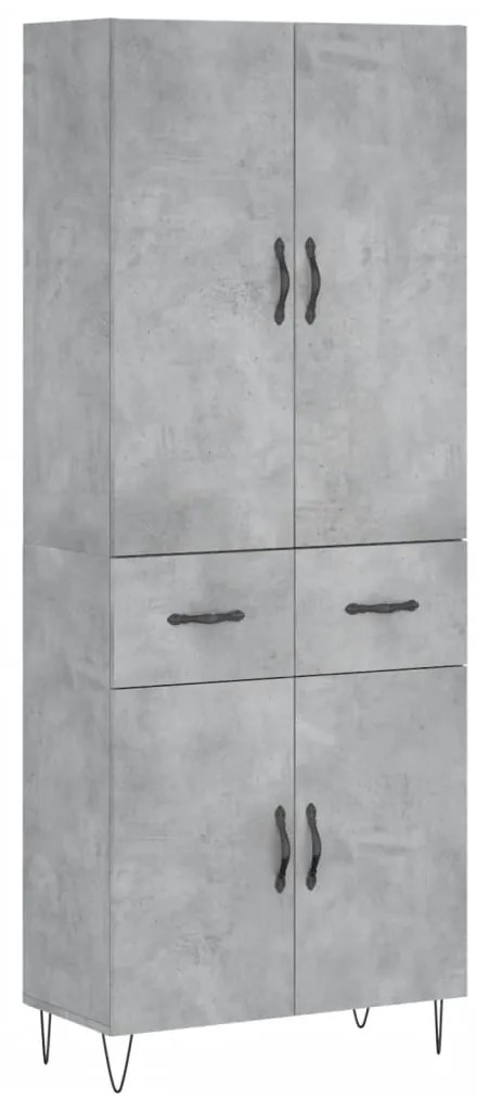 vidaXL Ντουλάπι Γκρι Σκυροδέματος 69,5x34x180 εκ. Επεξεργασμένο Ξύλο