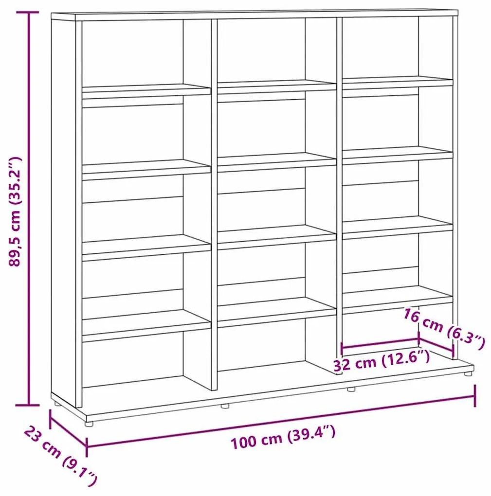 vidaXL Έπιπλο για CD Καφέ Δρυς 100x23x89,5εκ. Επεξεργασμένο Ξύλο