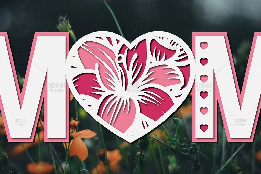 Σετ των 2 Intra απο ξύλο plywood 3mm-4mm πάχος 3D Layered Paper Cut Mom Δίασταση 15x15 cm INTRAFABR-115370857