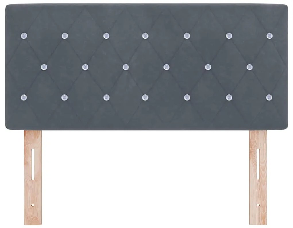vidaXL Κεφαλάρι LED με φώτα λωρίδας LED Σκούρο γκρι 90 cm Βελούδο