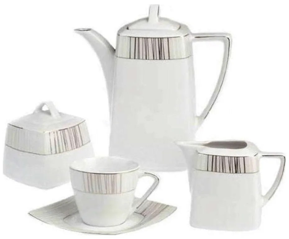 Σετ Τσαγιού Πορσελάνινο Linette (9Τμχ) 50.277.31 White-Multi Cryspo Trio Πορσελάνη