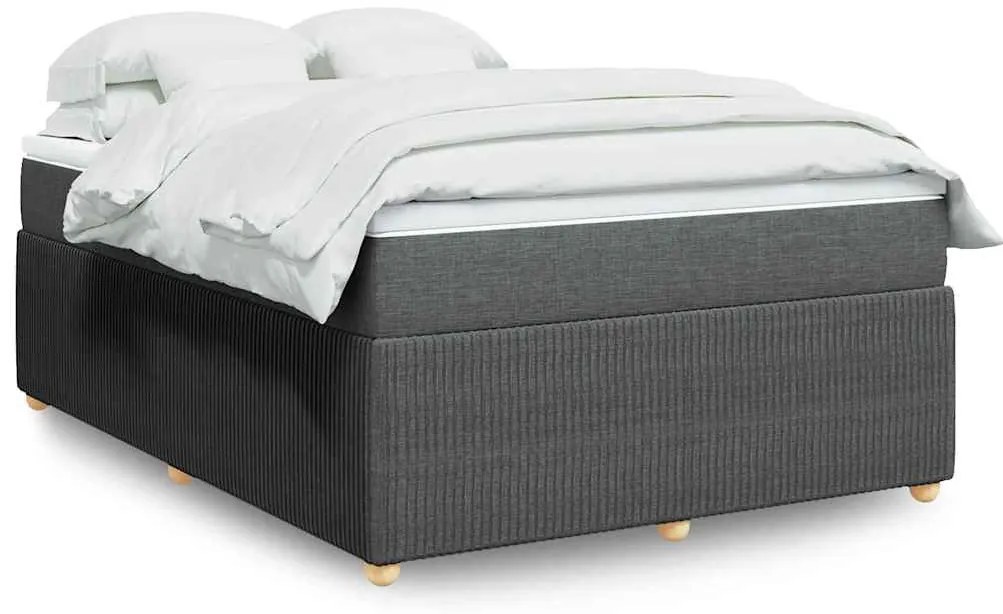 vidaXL Κρεβάτι Boxspring με Στρώμα Σκούρο Γκρι 140x200 εκ Υφασμάτινο