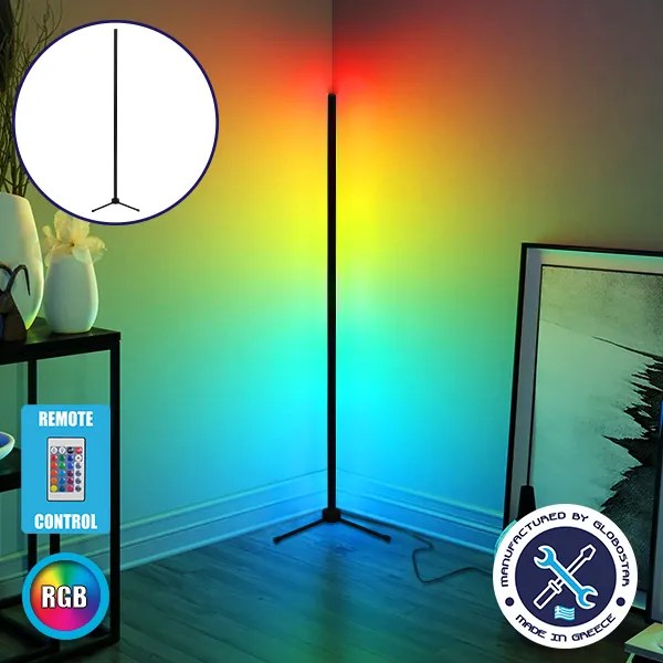 GLOBO-200-8 GloboStar® Μοντέρνο Minimal Επιδαπέδιο Μαύρο Φωτιστικό 200cm LED 32 Watt με Ασύρματο Χειριστήριο RF & Dimmer RGB GloboStar ALIEN Design GLOBO-200-8